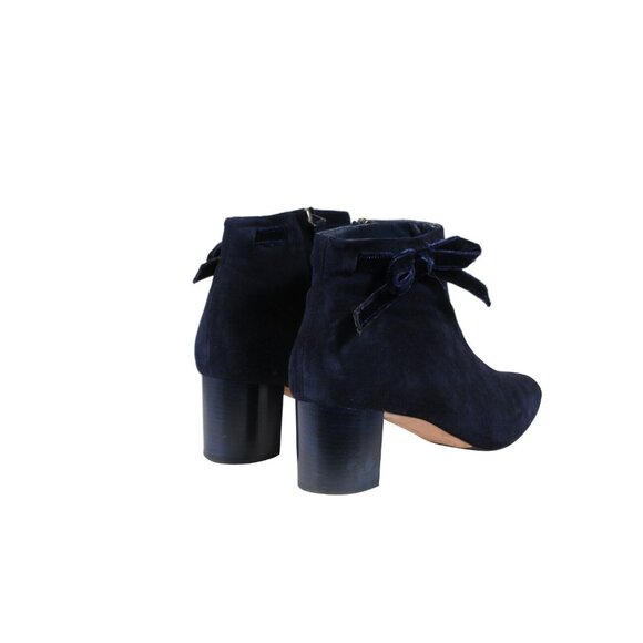Manolo Blahnik Womens Bow Tie Suede Boots Size US 10 EU 40 Navy Blue Booties - Picture 8 of 12